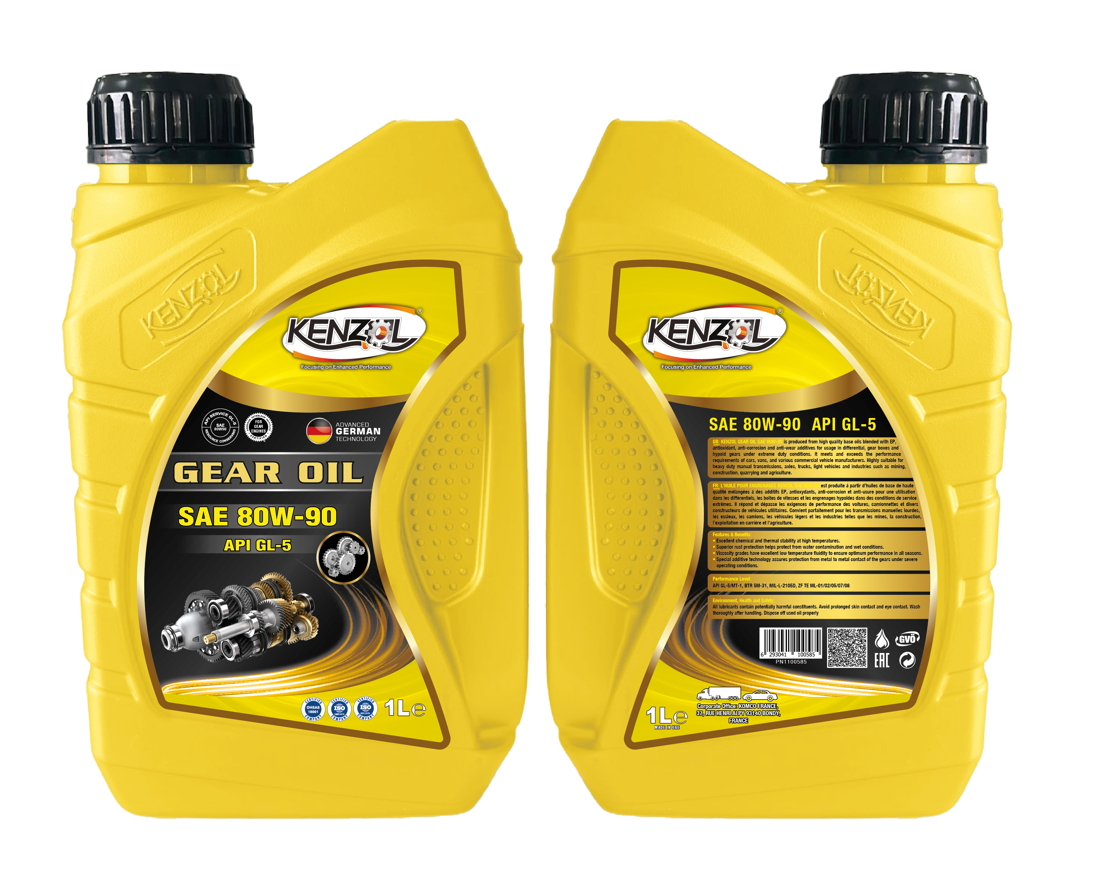 Масло трансмиссионное GEAR OIL SAE 80W90 API GL-5 1L - KENZOL PN1100585