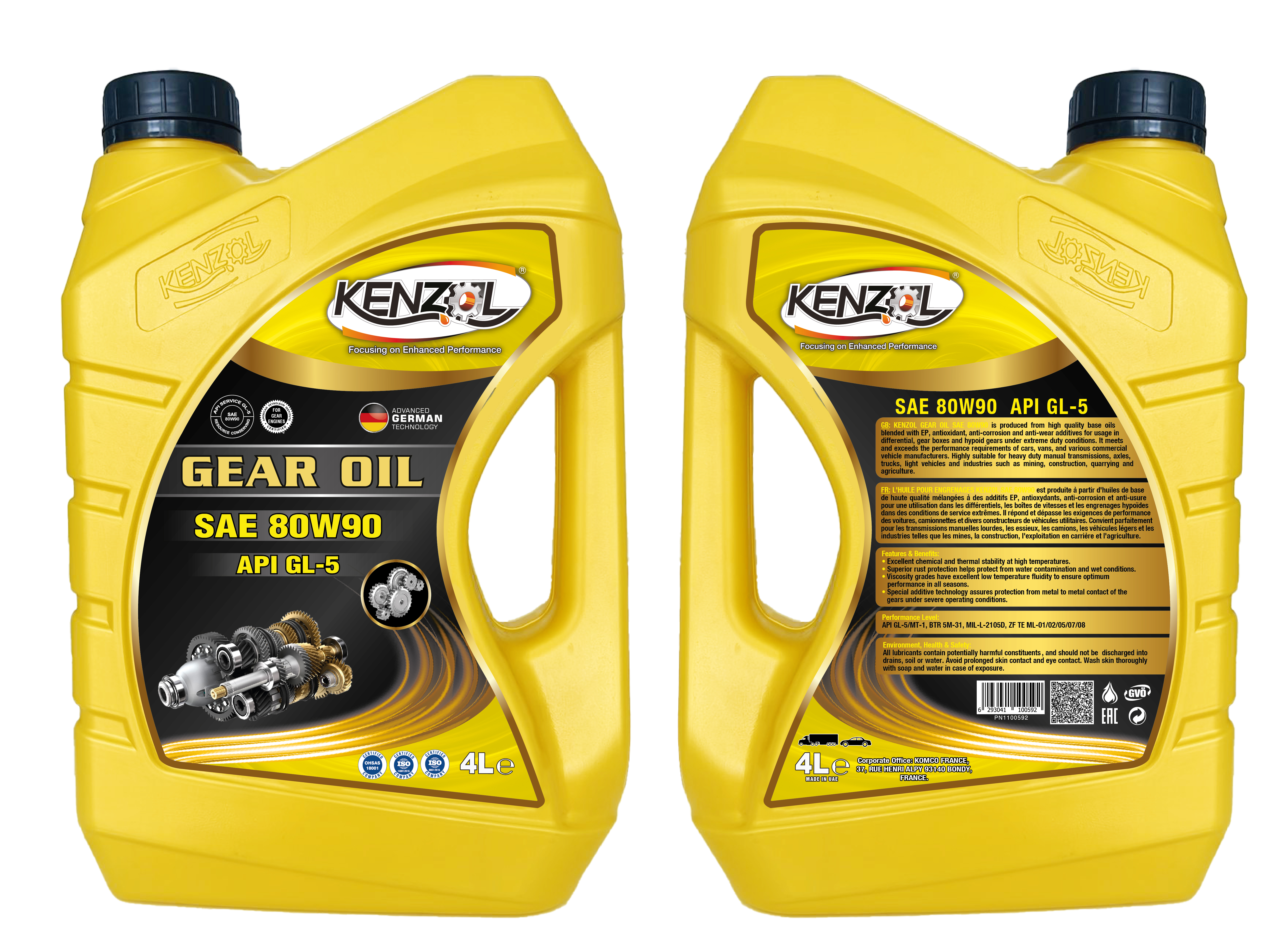 Масло трансмиссионное GEAR OIL SAE 80W90 API GL-5 4L - KENZOL PN1100592