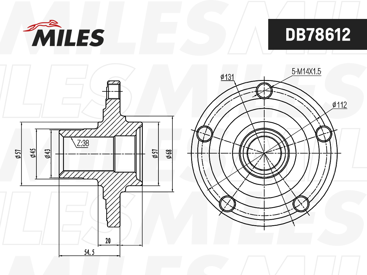 Ступица колеса audi 100/a4/a6/vw passat 86-05 пер. - Miles DB82055