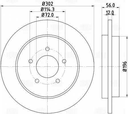 Диск тормозной для автомобилей Mazda Tribute (04-) / Ford Maverick (04-) d=302 окрашенный | перед | - Trialli DF 270114