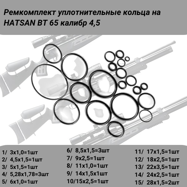 Ремкомплект уплотнительные кольца на hatsan BT 65 калибр 4,5 - Auto-GUR ORU2