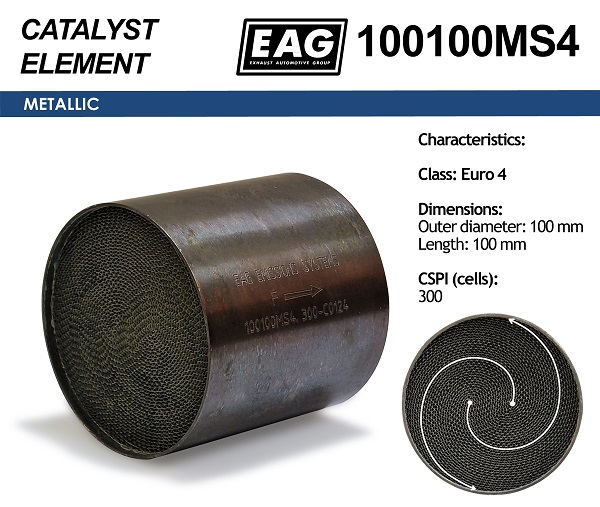 Каталитический блок металл. 100x100 300cpsi Euro 4 - EAG 100100MS4