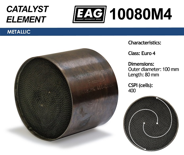 Каталитический блок металл. 100x80 Euro 4 - EAG 10080M4