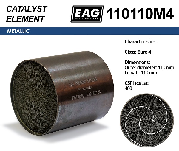 Каталитический блок металл. 110x110 Euro 4 - EAG 110110M4