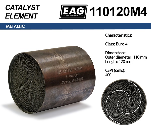 Каталитический блок металл. 110x120 Euro 4 - EAG 110120M4