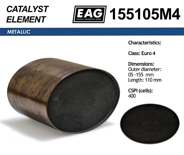 Каталитический блок овал. металл. 155x105х110 Euro 4 - EAG 155105M4