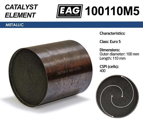 Каталитический блок металл. 100x110 Euro 5 - EAG 100110M5