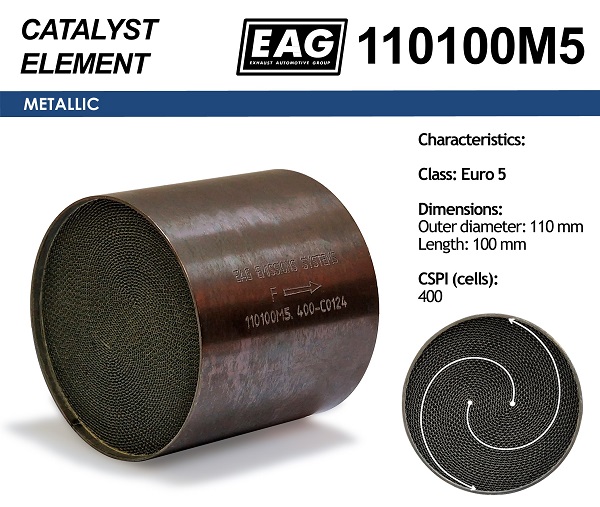 Каталитический блок металл. 110x100 Euro 5 - EAG 110100M5