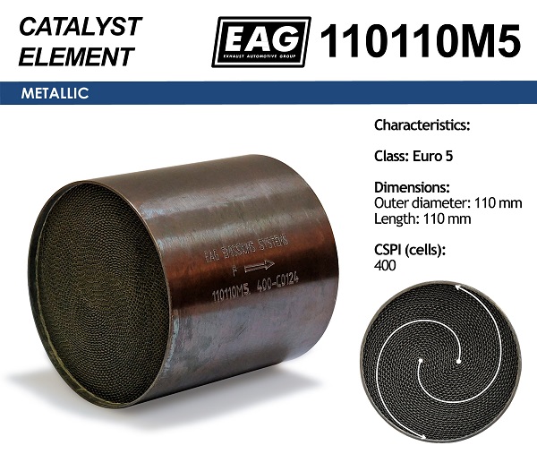 Каталитический блок металл. 110x110 Euro 5 - EAG 110110M5