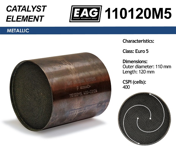 Каталитический блок металл. 110x120 Euro 5 - EAG 110120M5