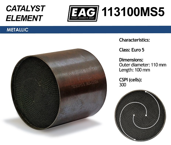 Каталитический блок металл. 113x100 300cpsi Euro 5 - EAG 113100MS5