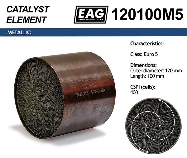 Каталитический блок металл. 120x100 Euro 5 - EAG 120100M5