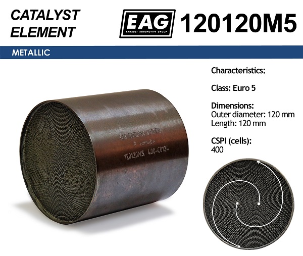 Каталитический блок металл. 120x120 Euro 5 - EAG 120120M5