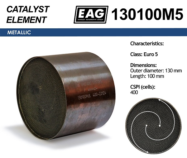 Каталитический блок металл. 130x100 Euro 5 - EAG 130100M5