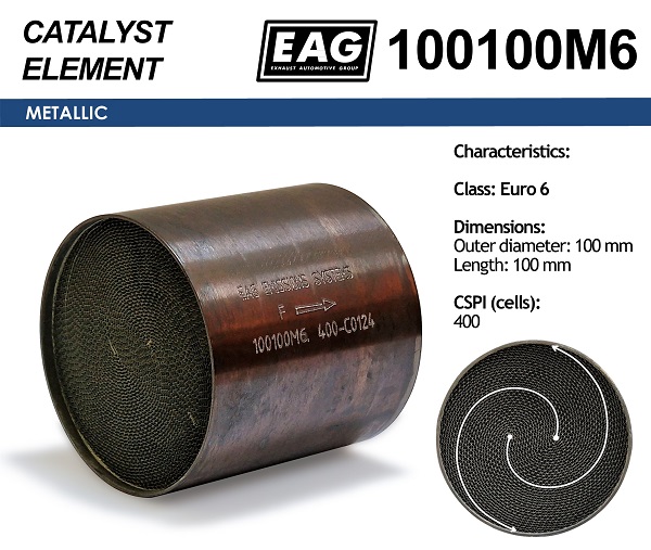 Каталитический блок металл. 100x100 Euro 6 - EAG 100100M6
