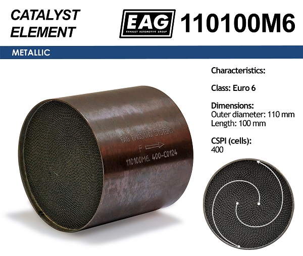Каталитический блок металл. 110x100 Euro 6 - EAG 110100M6
