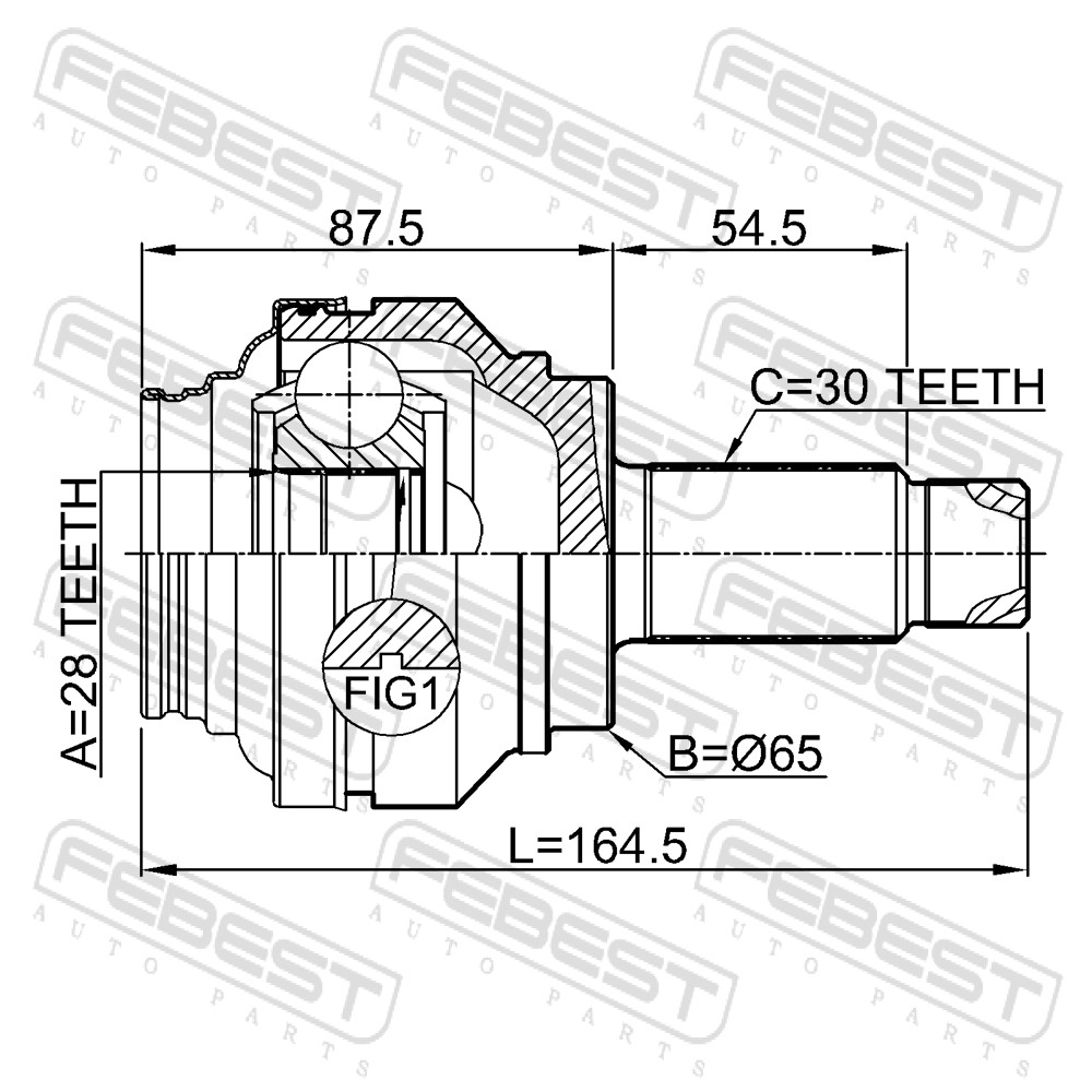 Шрус наружный 28x65x30 | зад прав/лев | - Febest 1910-F06R