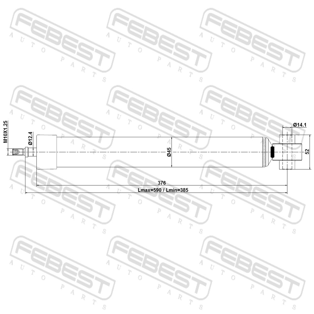 Амортизатор gas.twin tube | зад прав/лев | - Febest 30110-004R