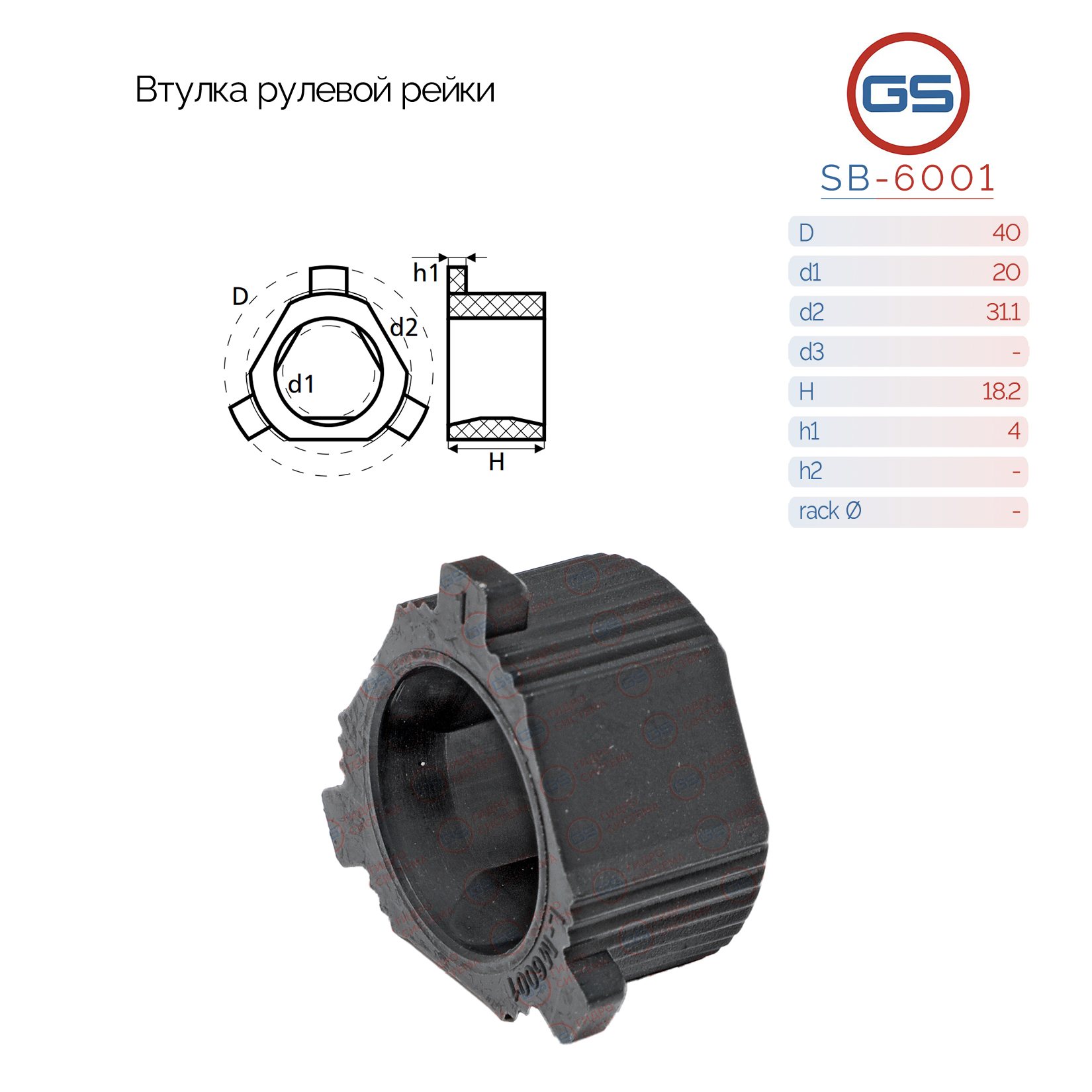 Втулка рулевой рейки Renault Rapid 1985-1998, Renault Super 5 1984-1996 - GS SB-6001