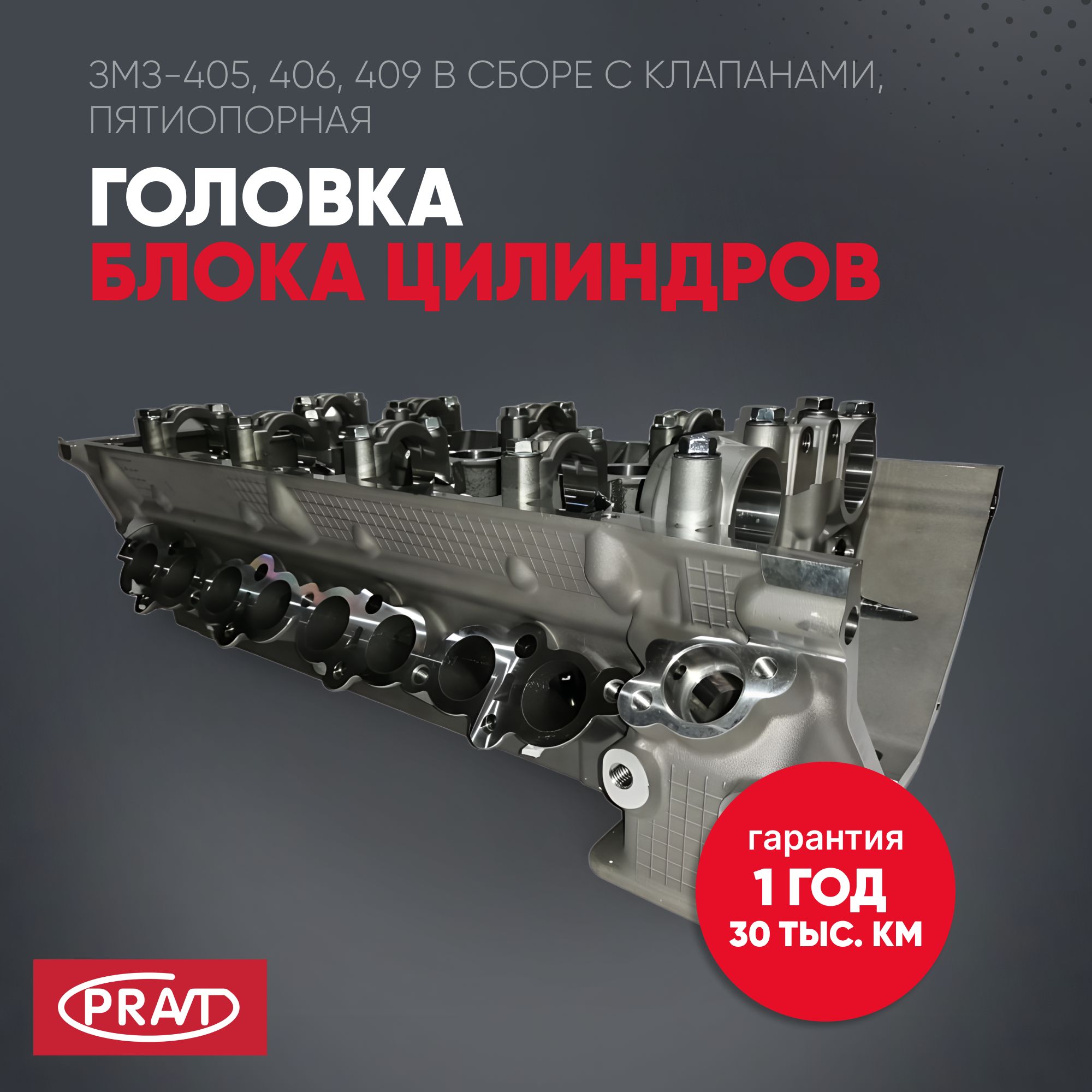 Головка блока змз-405,409,40911,406 с клапанами (пятиопорная,на все модели евро-0,1,2) в сборе - PRAVT PR4063906562