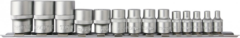 Набор головок торцевых 1/4 , 3/8 , 1/2 DR на держателе, внешний torx®, e4-e24, 14 предме - Thorvik S1S1314SM