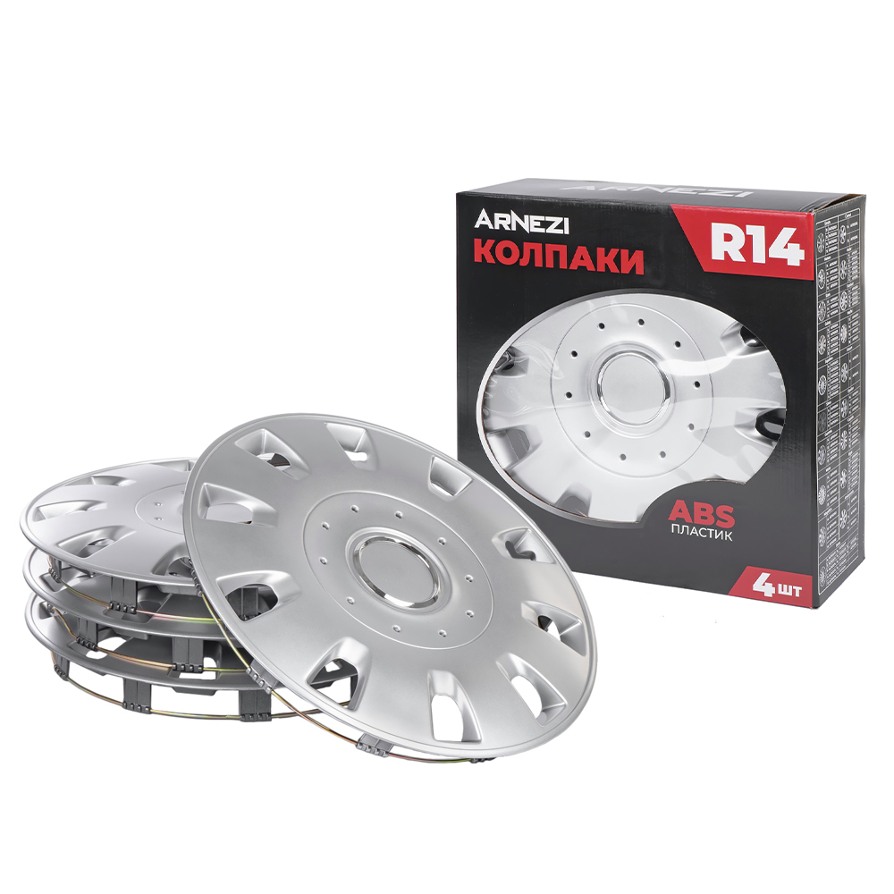 Колпаки R14 Maffei 4шт (серебристые) ABS-пластик - ARNEZI A0702030