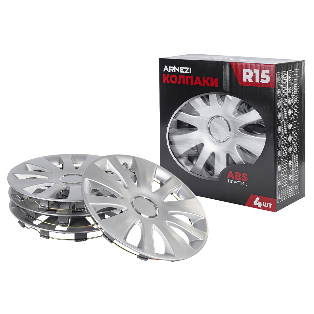 Колпаки R15 Capella 4шт (серебристые) ABS-пластик - ARNEZI A0702052