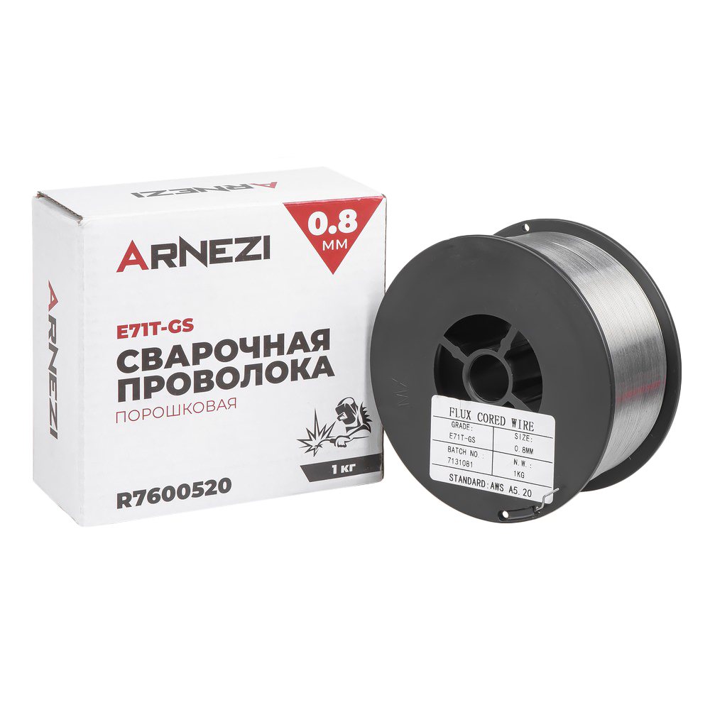 Проволока сварочная порошковая 0,8мм 1кг e71t-gs - ARNEZI R7600520