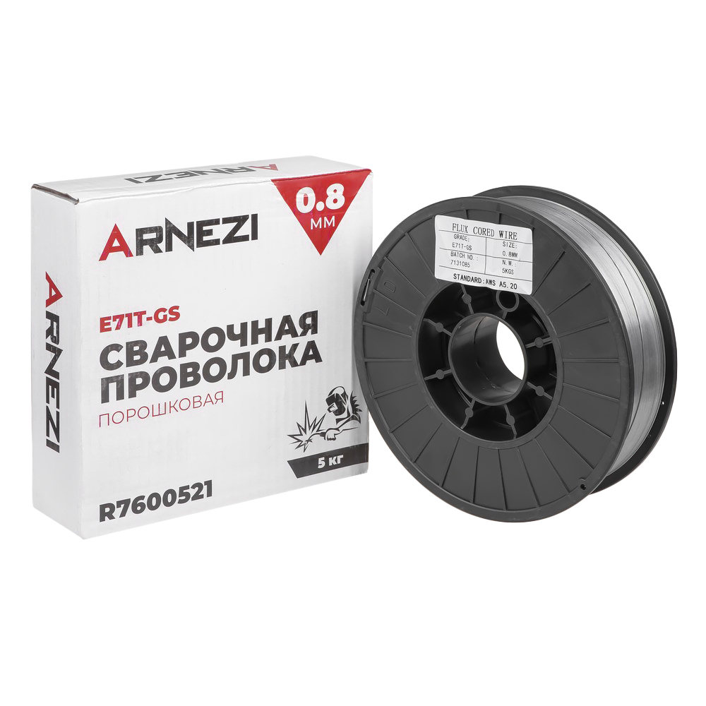 Проволока сварочная порошковая 0,8мм 5кг e71t-gs - ARNEZI R7600521