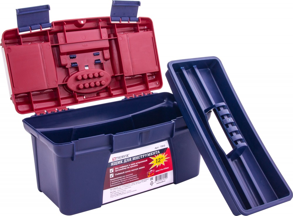 Ящик для инструмента 12 , пластиковый, 320х175х160 мм мм - Thorvik TB12