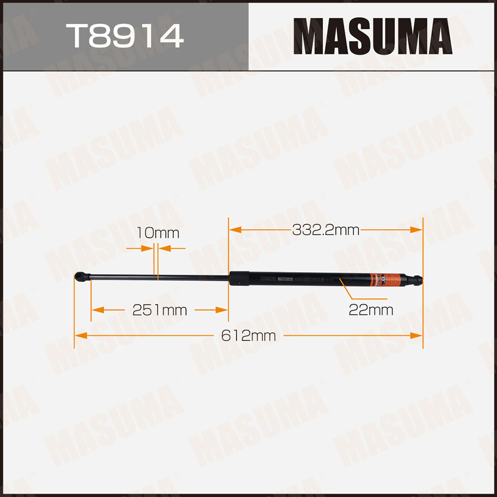 Упор газовый багажника , L=612mm (1/40) - Masuma T8914