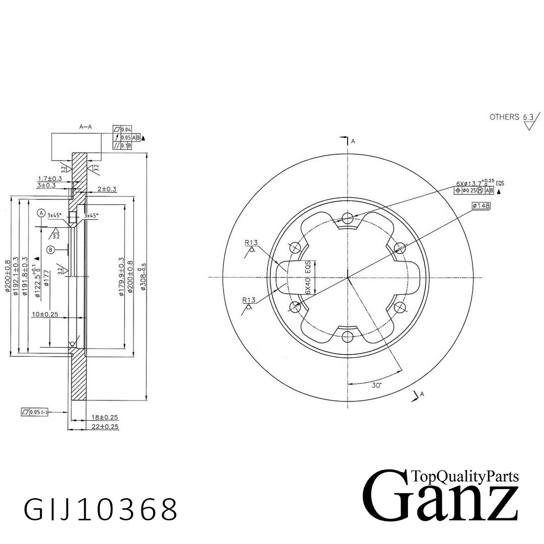 Диск тормозной - GANZ GIJ10368