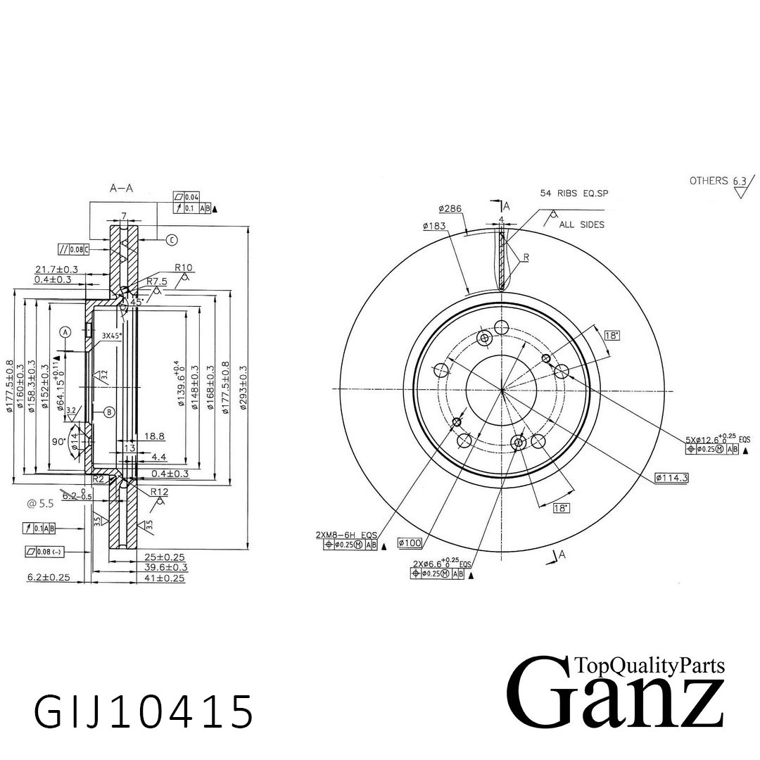 Диск тормозной - GANZ GIJ10415
