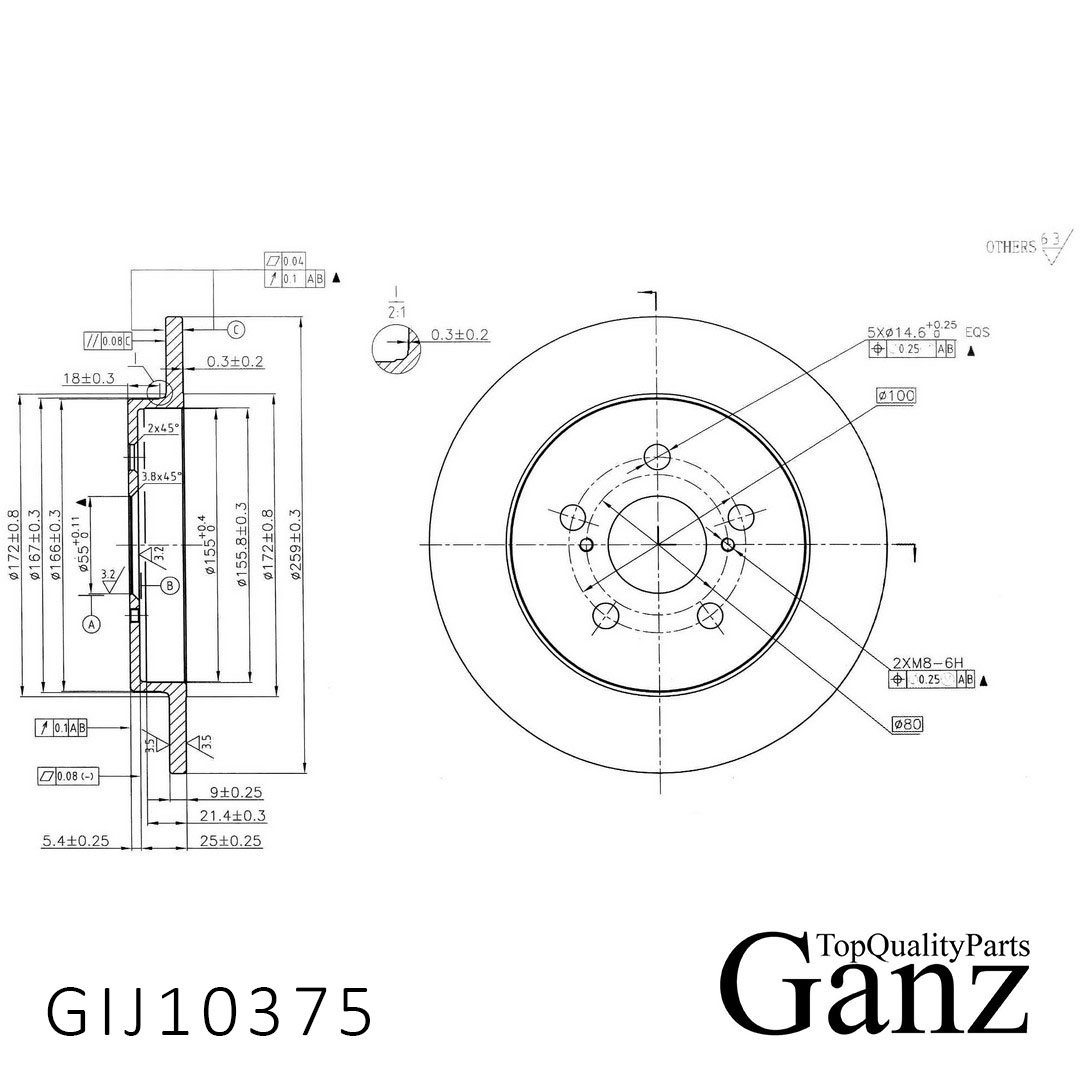 Диск тормозной - GANZ GIJ10375