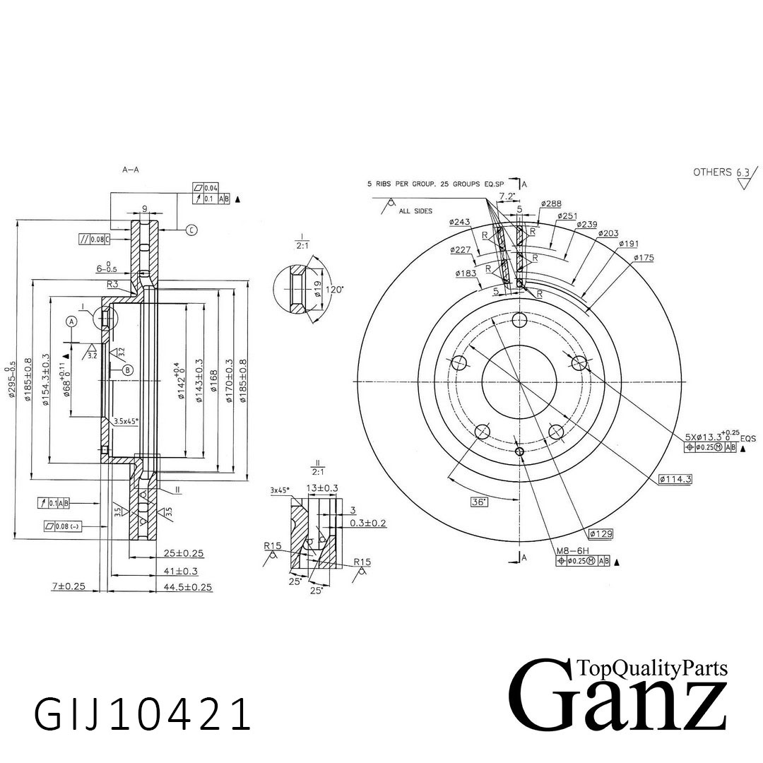 Диск тормозной - GANZ GIJ10421