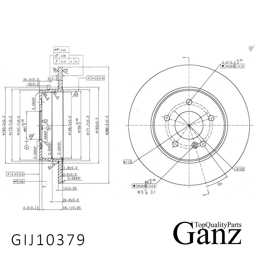 Диск тормозной - GANZ GIJ10379