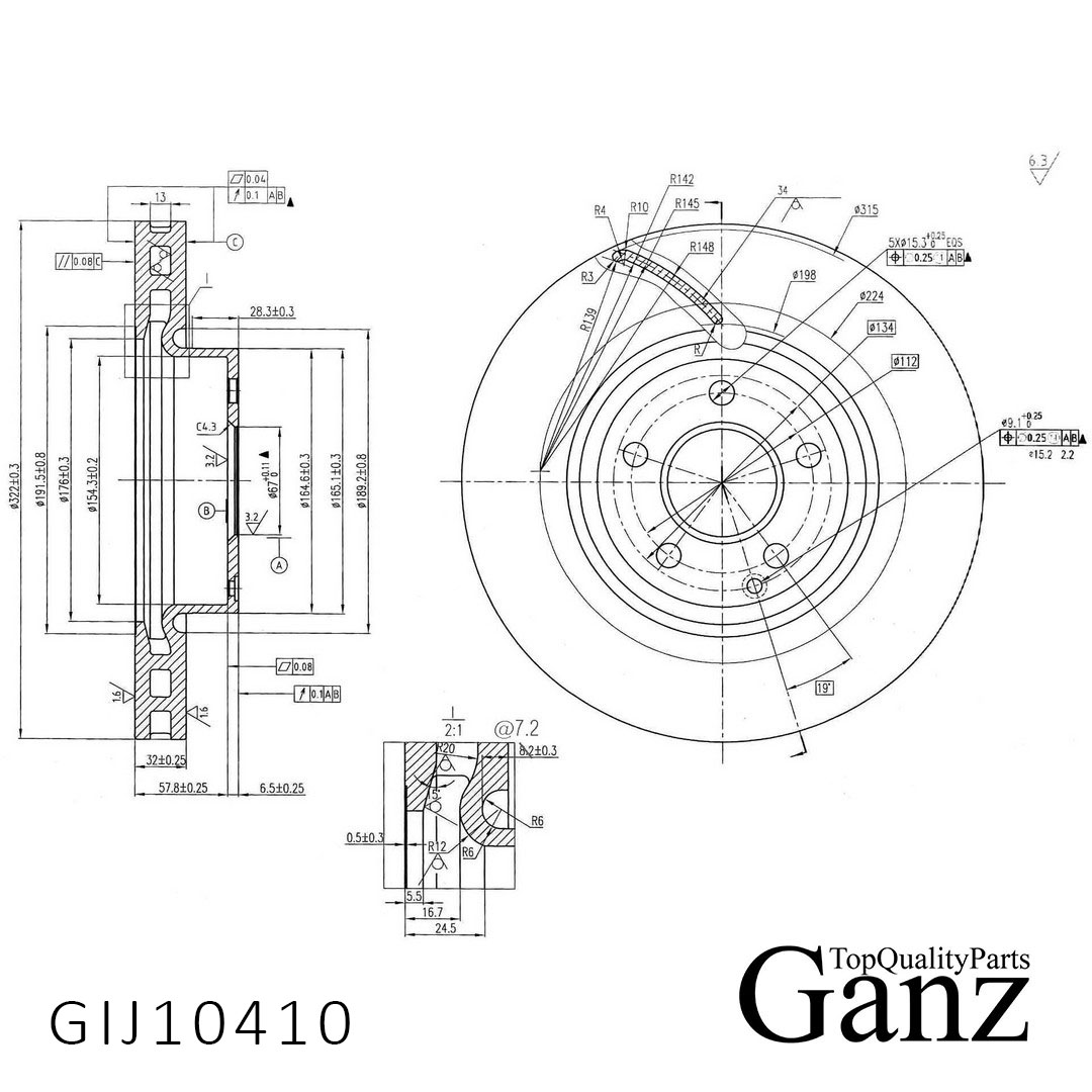 Диск тормозной - GANZ GIJ10410