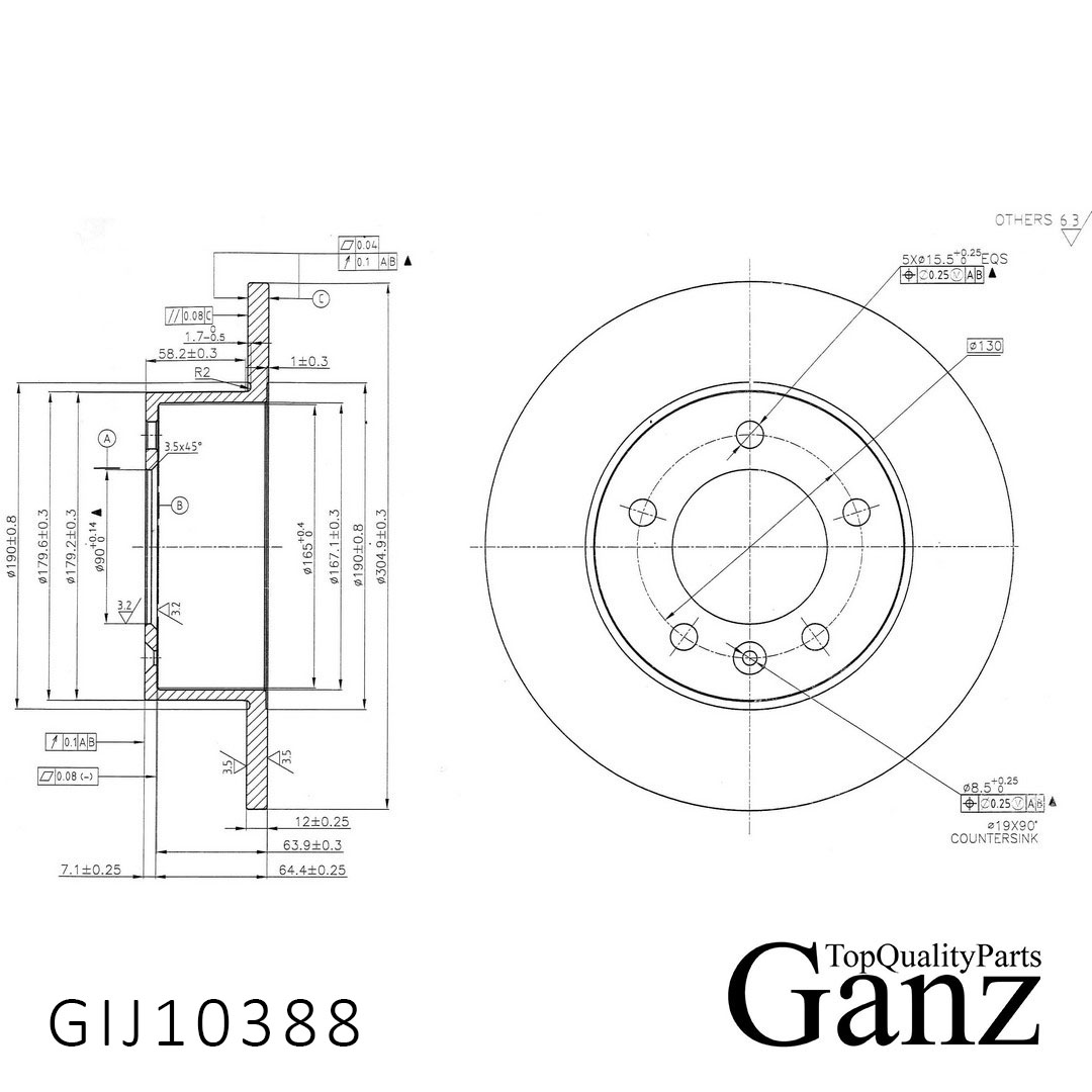 Диск тормозной - GANZ GIJ10388