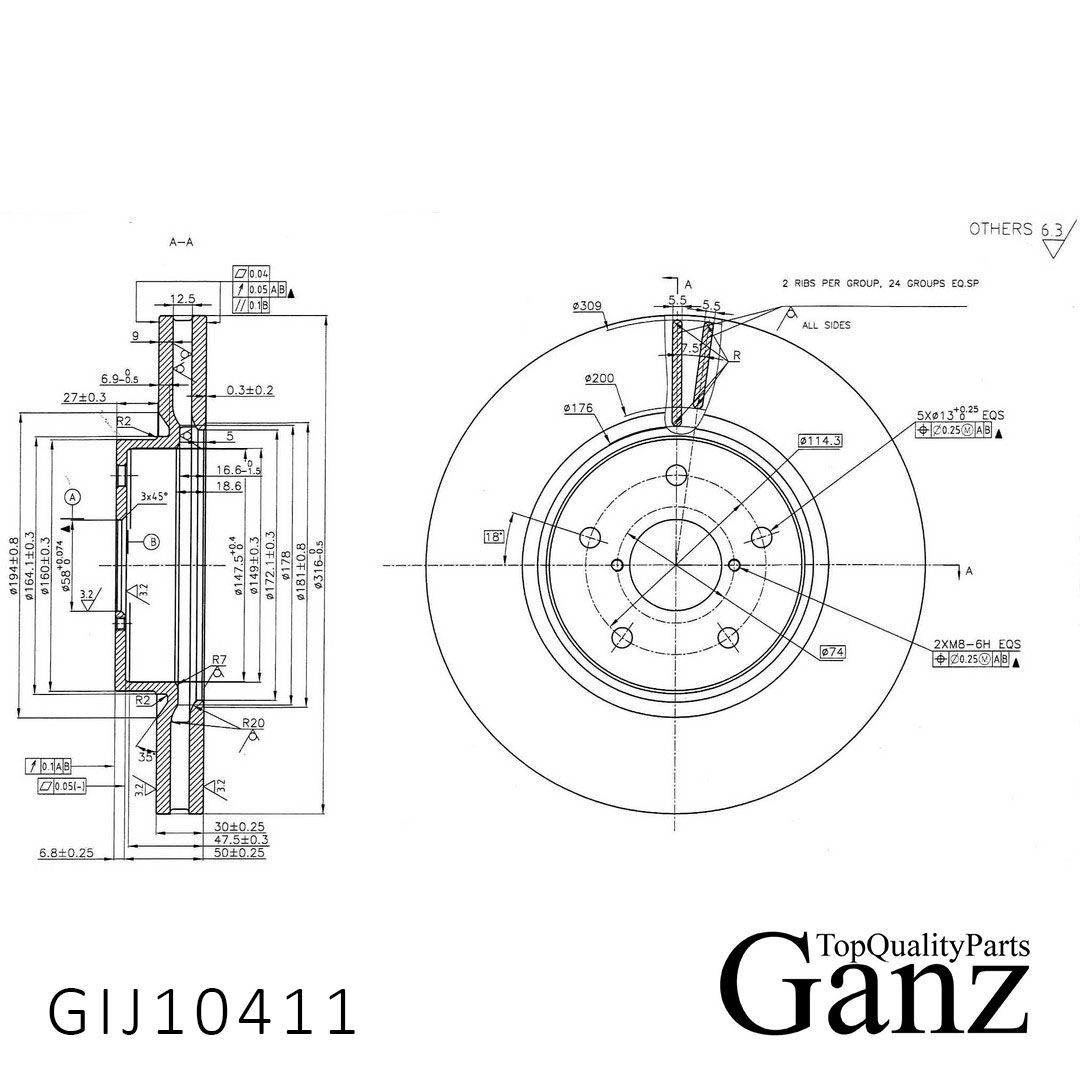 Диск тормозной - GANZ GIJ10411