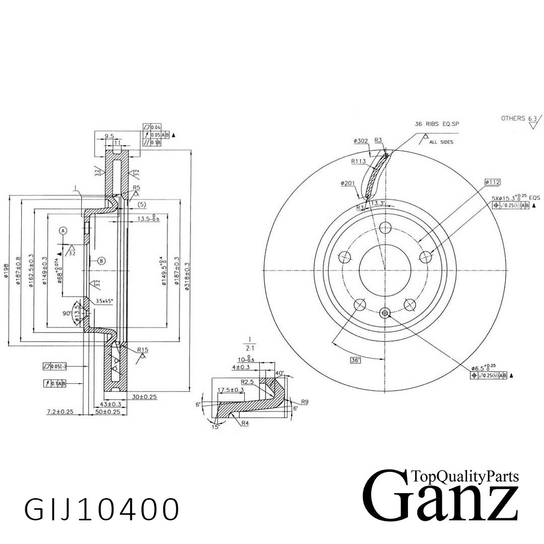 Диск тормозной - GANZ GIJ10400