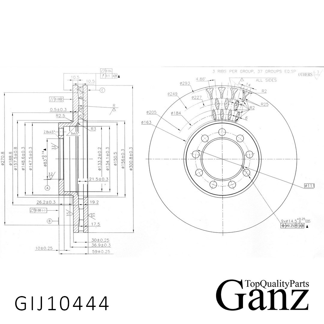 Диск тормозной - GANZ GIJ10444