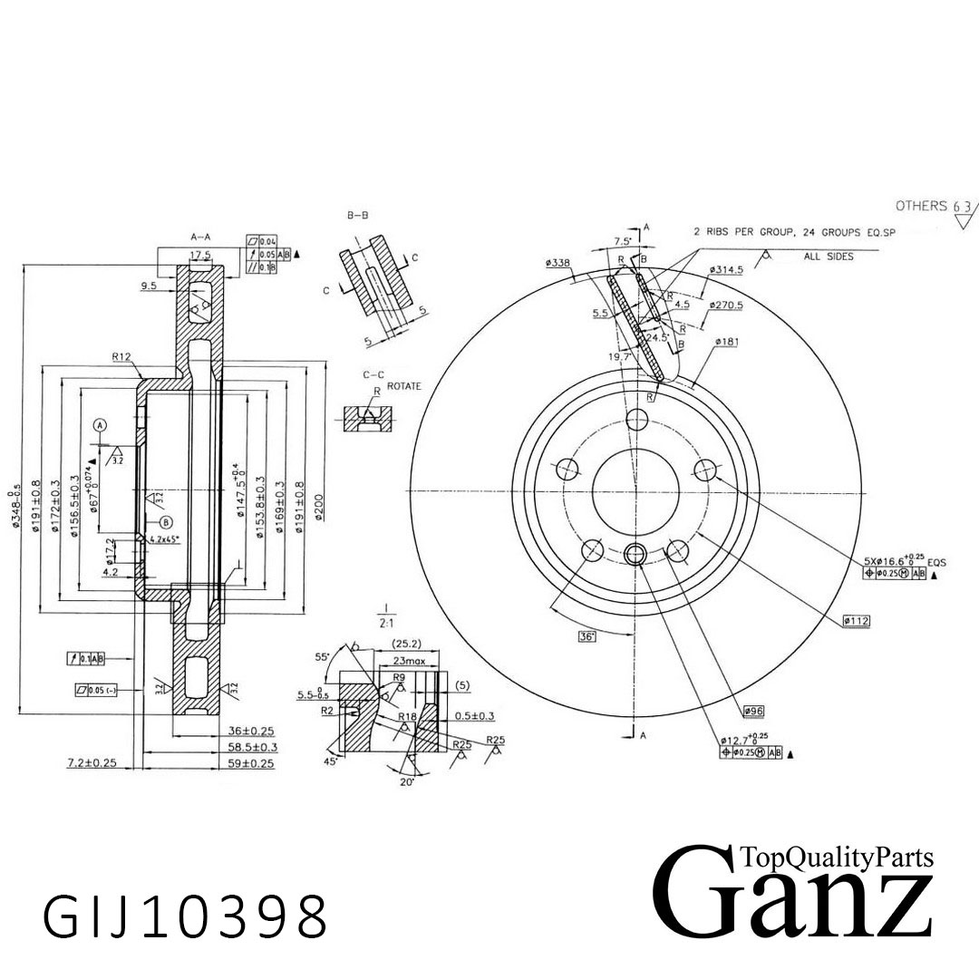 Диск тормозной - GANZ GIJ10398