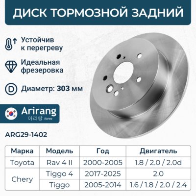 Диск заднего тормоза D303mm - Arirang ARG29-1402