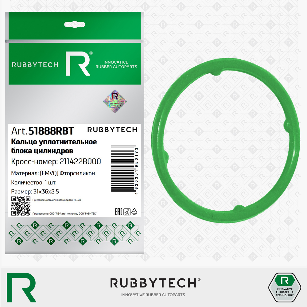 Кольцо уплотнительное блока цилиндров fmvq 31x36x2,5 - RUBBYTECH 51888RBT