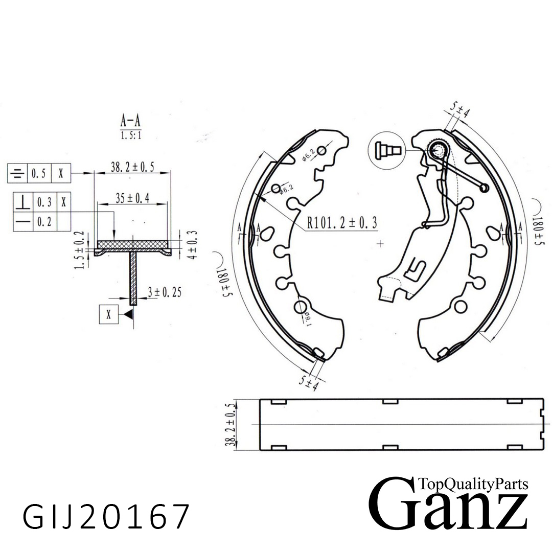Колодки барабанные grande punto corsa d corsa mk iii GANZ GIJ20167 2058₽