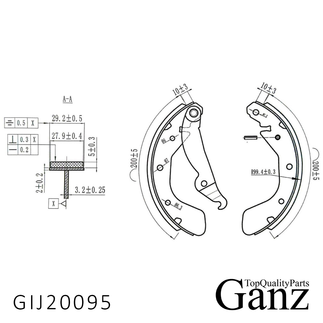Колодки барабанные opel astra f corsa b tigra a kadett e 200x29mm GANZ GIJ20095 1871₽