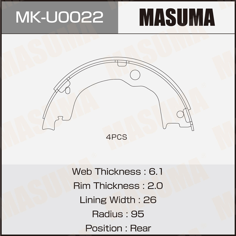 Колодки тормозные барабанные Masuma MK-U0022 3044₽