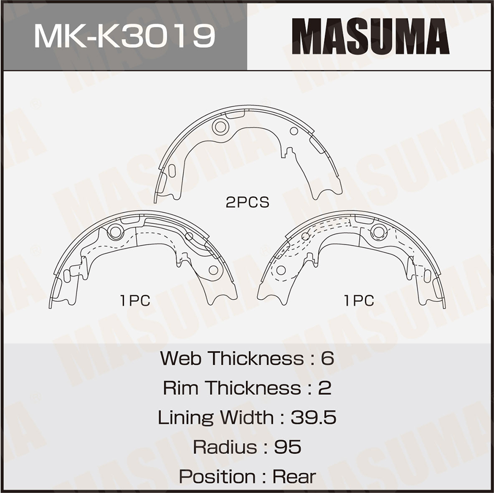 Колодки тормозные барабанные Masuma MK-K3019 3273₽