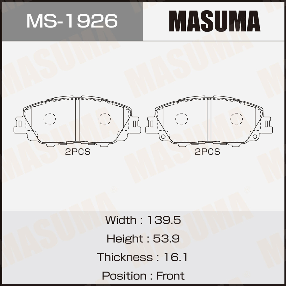 Колодки тормозные дисковые - Masuma MS-1926