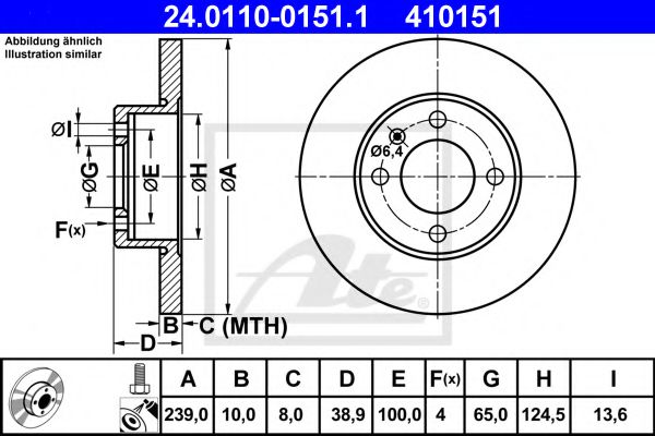 Направляющая воздуховода отопителя/кондиционера | перед | - ATE 24.0110-0151.1